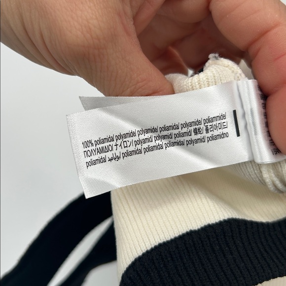 Bershka Cream and Black Knit Top Strappy Cut-Out Top  Contrast Straps Sz M - Picture 5 of 7